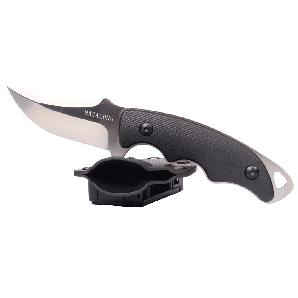 MASALONG Kni230 Fixed Blade Knife With Kydex Sheath for Self Defense Camping EDC Hunting Full Tang Design