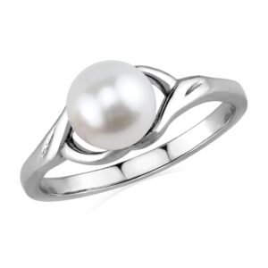 Silvershake White Cultured Freshwater Pearl 925 Sterling Silver Promise Solitaire Ring Size 5