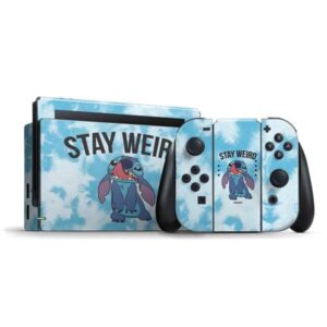 skinit decal gaming skin compatible with nintendo switch bundle - officially licensed disney lilo and stitch stay weird design