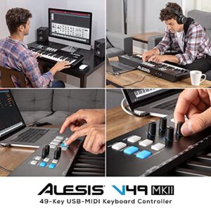 Alesis V49 MKII – USB MIDI Keyboard Controller with 49 Velocity Sensitive Keys, 8 Full Level Pads, Arpeggiator, Pitch/Mod Wheel, Note Repeat and Software Suite