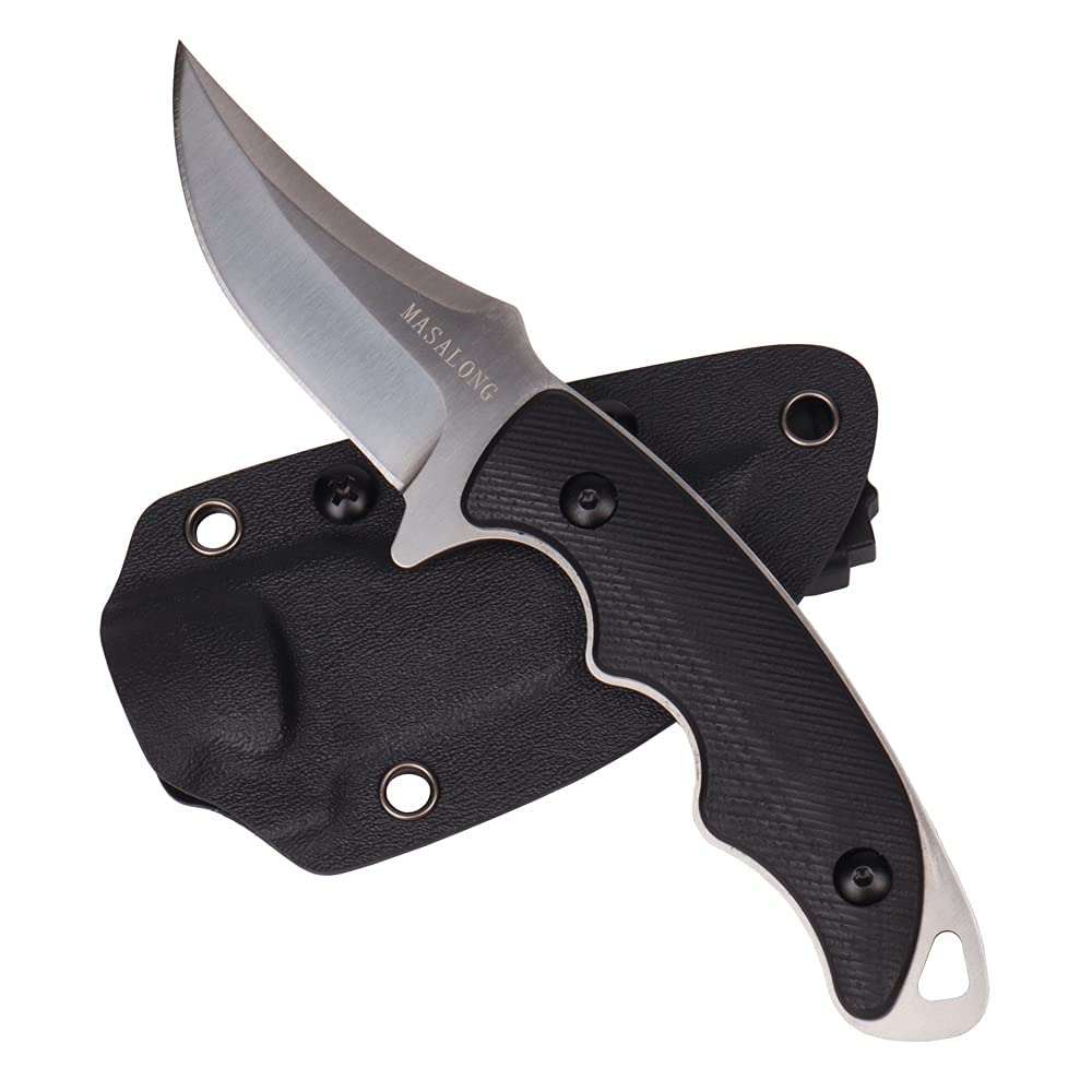 MASALONG Kni230 Fixed Blade Knife With Kydex Sheath for Self Defense Camping EDC Hunting Full Tang Design