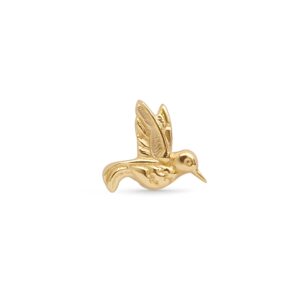 Hummingbird Gold Stud Earrings 14K Gold Earrings For Women and Men Helix Piercing Jewelry Cartilage Earring Forward Helix Earrings Tragus Earring 18G Comfy Flat Back Earring, Sold Separately