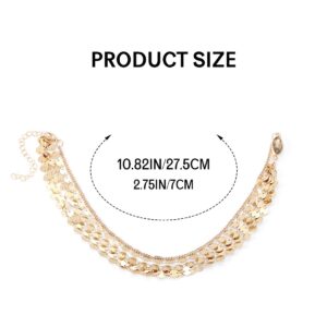 Aukmla Boho Sequins Head Chain Festival Wedding Headpiece Hair Chain Spring Summer Christmas Fashion Headband Hair Jewelry for Women and Girls (Gold)