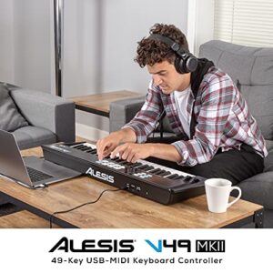 Alesis V49 MKII – USB MIDI Keyboard Controller with 49 Velocity Sensitive Keys, 8 Full Level Pads, Arpeggiator, Pitch/Mod Wheel, Note Repeat and Software Suite