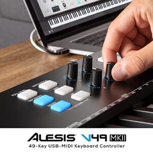 Alesis V49 MKII – USB MIDI Keyboard Controller with 49 Velocity Sensitive Keys, 8 Full Level Pads, Arpeggiator, Pitch/Mod Wheel, Note Repeat and Software Suite