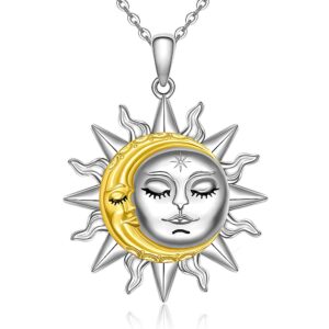 jewlikee sun necklace gold and silver moon necklaces for women sun moon pendant sunshine sterling silver for couples gift