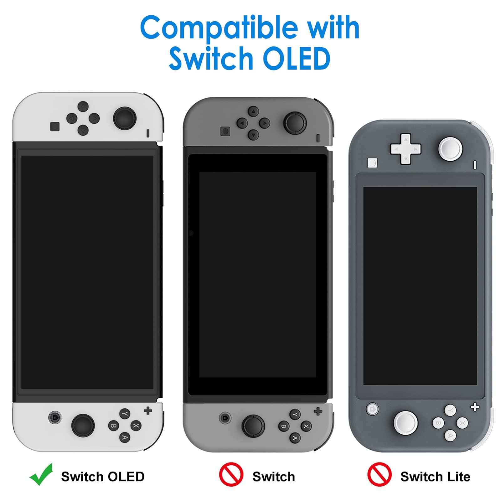 JETech Protective Case for Nintendo Switch (OLED Model) 7-Inch 2021 Release, Grip Cover with Shock-Absorption and Anti-Scratch Design, HD Clear