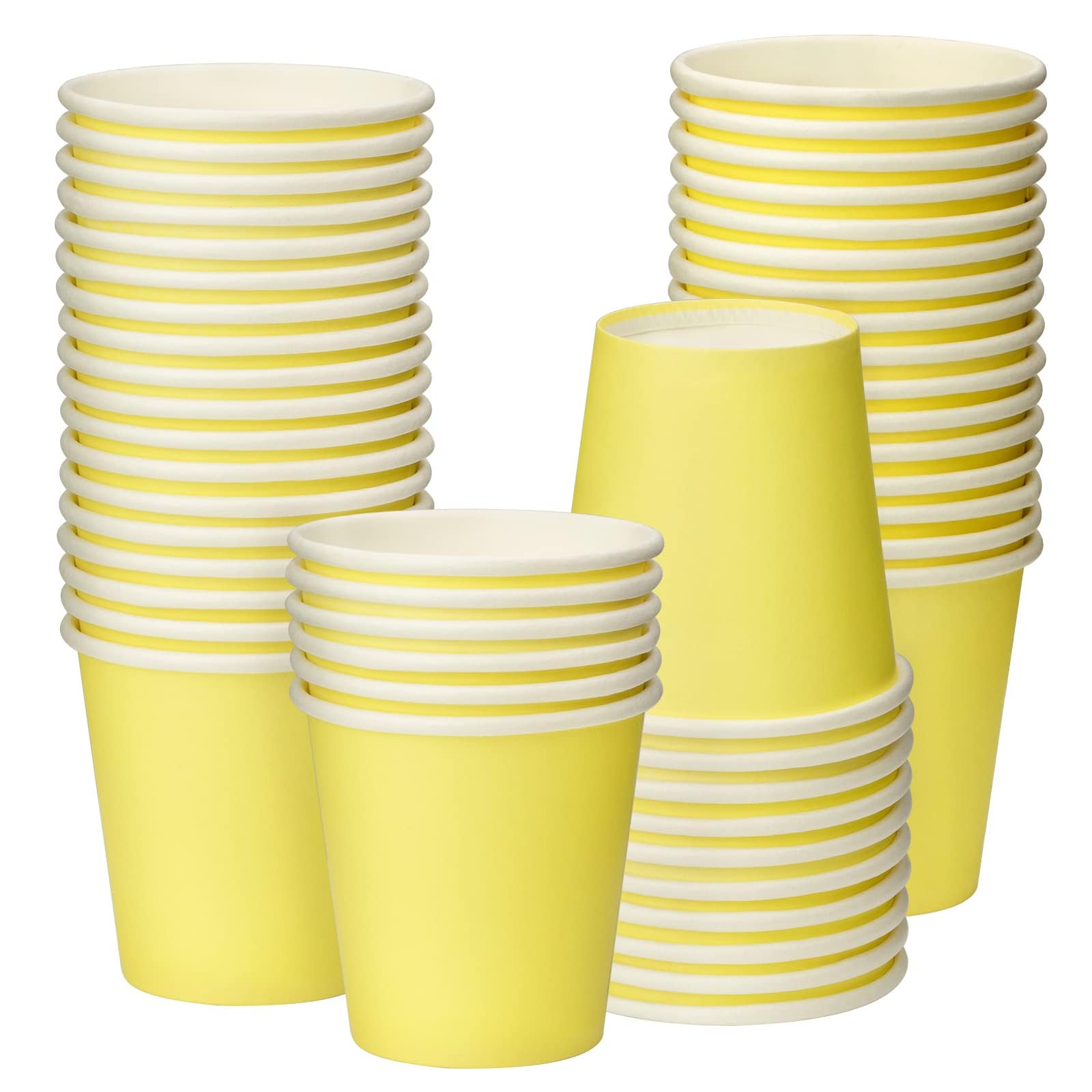 Huaiid 3 oz 50 Packs Small Paper Cups Disposable Mouthwash Cups Bathroom Paper Cups Espresso Paper Cups Small Paper Cups for Snack Bathroom Espresso Perfect for Home Condos Rvs Campers (Yellow)