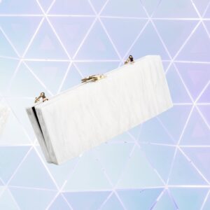 DQinLit Pearl Acrylic Clutch Purse - Elegant Evening Handbag Shoulder Bag for Wedding Dinner Party Prom White