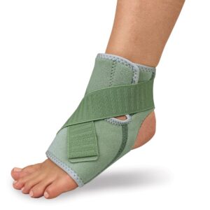 cleanprene ankle brace- sustainable, biobased support for ankle- one size, fits left or right foot,green