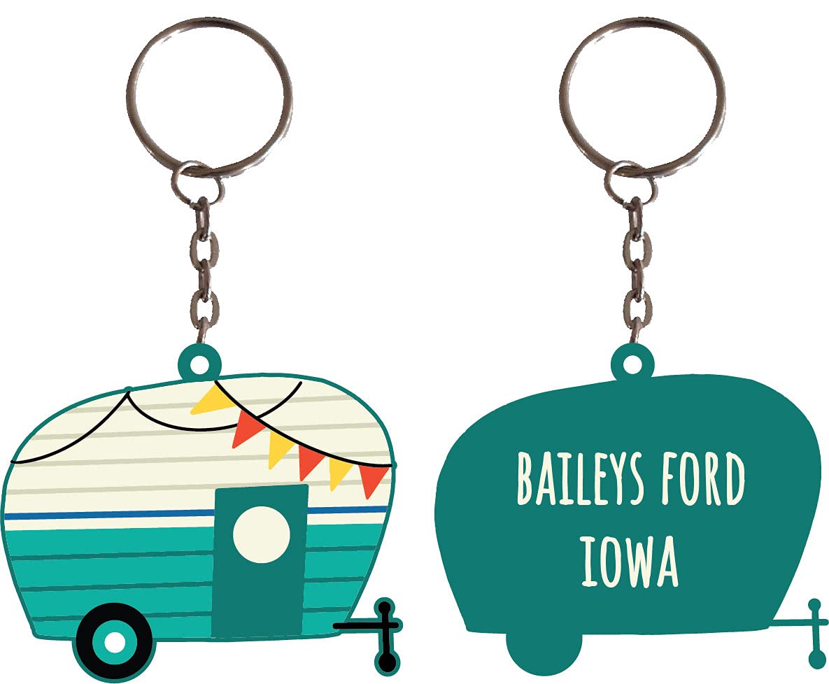 R and R Imports Baileys Ford Iowa Souvenir Camper Metal Keychain