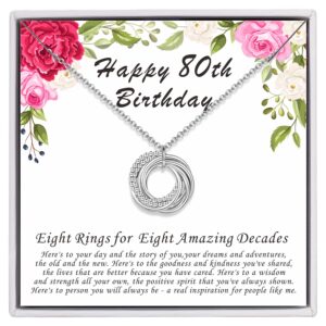 AM ANNIS MUNN 80th Birthday Gifts for Women, 925 Sterling Silver Necklace for Women Eight Circle Necklace for Her 8 Decade 80th Birthday Jewelry for Women Gifts Ideas Gifts