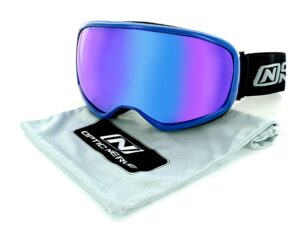 optic nerve - 2022 premium & affordable non-polarized winter sport goggles sunglasses for men/women, snoasis edition with shiny blue frame/rose/silver flash mirror lens