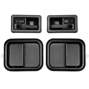 Door Handle Set, Compatible with 1991-1996 Jeep Wrangler YJ 1997-2006 TJ, Exterior & Interior Left Driver & Right Passenger Side | Replace# 79540 79541 55176383AE 55176382AE 55176477AC 55176476AC