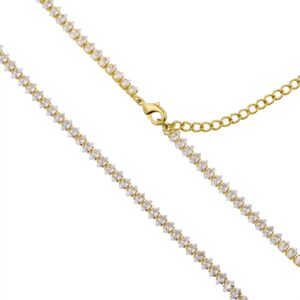 Cowlyn Tennis Choker Necklace Crystal Cubic Zirconia CZ Chain Dainty Gold Silver Plated Diamond for Women Charm Jewelry