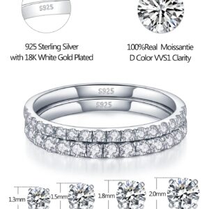 IMOLOVE Moissanite Wedding Band, Wedding Rings for Women, 0.42 ct D Color VVS1 Lab Created Diamond Sterling Silver Rings Half Eternity Stackable Engagement Ring Anniversary Band Size 3-13-7-0.42ct