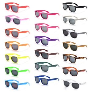 YQVIE 20 Pack Wholesale Adult Sunglasses for Men Women in Bulk 70s Retro Cheap Glasses for Party Supplies (20Color Mix)