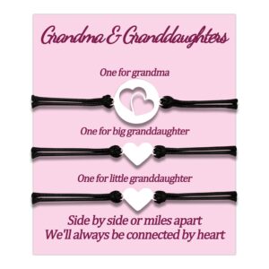 Cueemoff 2 Granddaughter Matching Bracelets Gifts from Grandma Grandmother Nana Granny Gigi Jewelry Set for 3