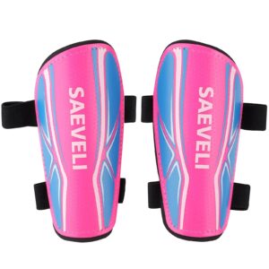 Saeveli Soccer Shin Guards for Toddlers Kids Youth - Lightweight and Durable Shin Pads with Adjustable Straps for Kids 2-14 Years Old Boys and Girls (XS, Pink)