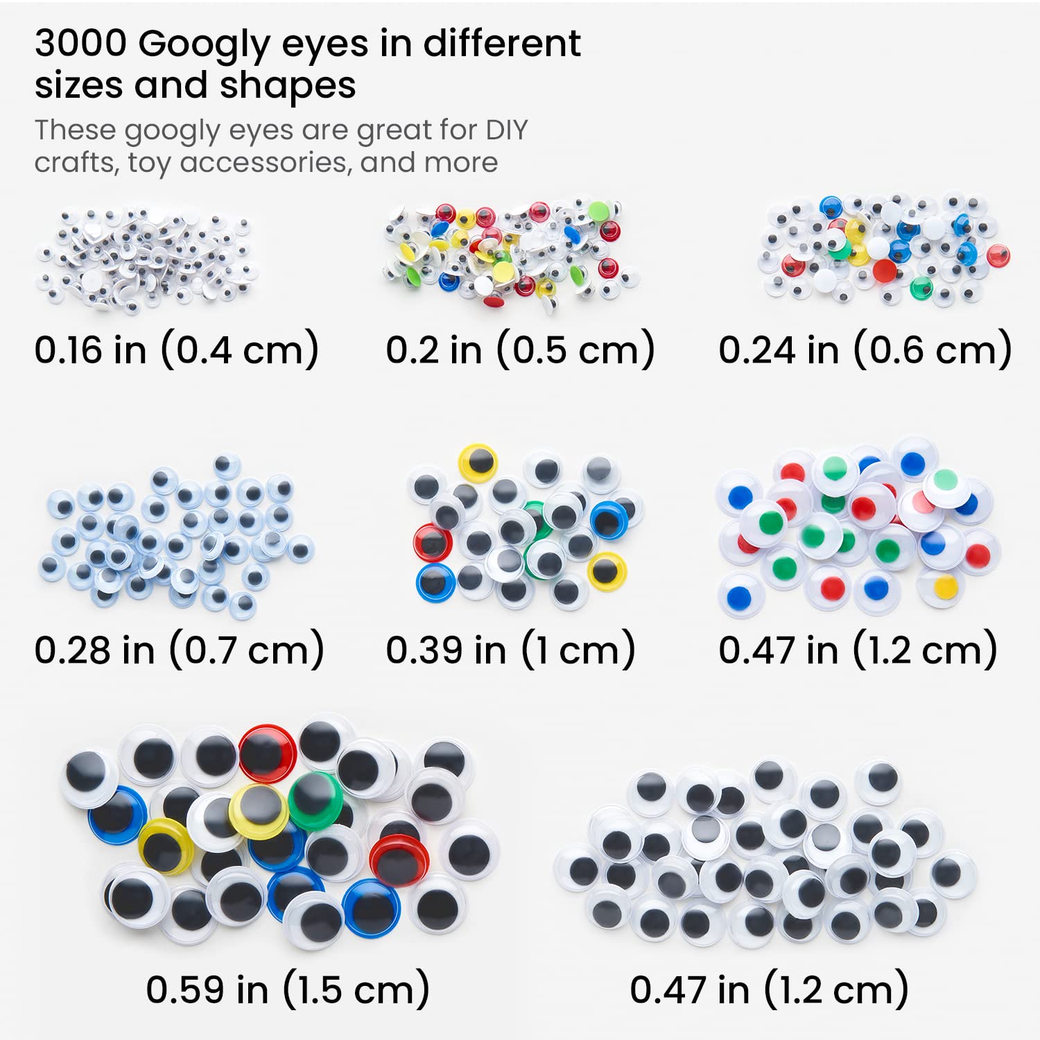 ARTEZA Googly Eyes, 3000 Pieces, Variety of Sizes, Craft Supplies for Creating Puppets, Pet Rocks, Photos, and Dolls, Easter Egg Arts and Crafts