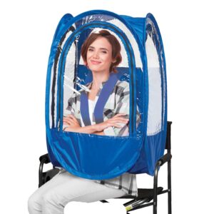 weatherpod small upper-body pod with straps– 1-person wearable weather protection from cold, wind and rain in stadium seating or standing – royal blue