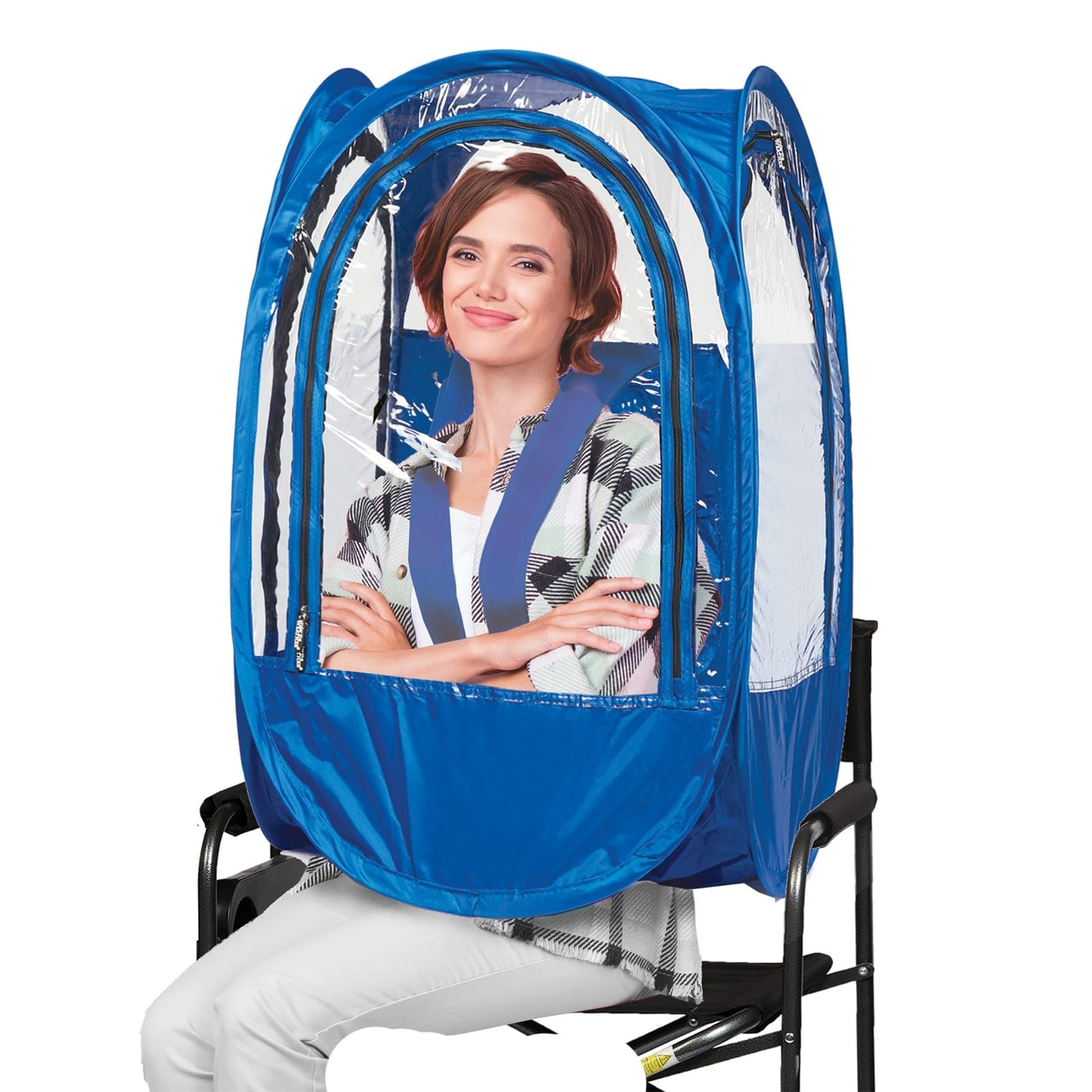 WeatherPod Small Upper-Body Pod with Straps– 1-Person Wearable Weather Protection from Cold, Wind and Rain in Stadium Seating or Standing – Royal Blue