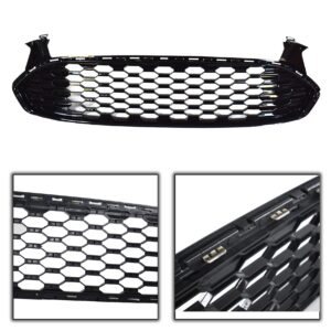 munirater Front Hood Bumper Grill Honeycomb Mustang Style Gloss Black Grille Cover Replacement for 2013-2016 Fusion