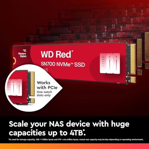 Western Digital 2TB WD Red SN700 NVMe Internal Solid State Drive SSD for NAS Devices - Gen3 PCIe, M.2 2280, Up to 3,400 MB/s - WDS200T1R0C