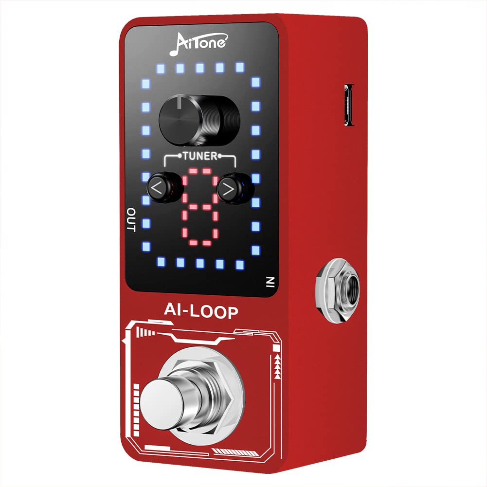 AITONE Looper Pedal Guitar Tuner 9 Loops 40 Minutes Recording Time for Electric Guitar Bass Effect with USB Output (AI-LOOP)