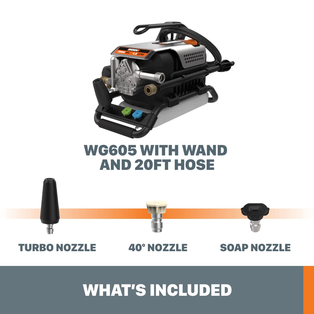 Worx 13 Amp Electric Pressure Washer 1800 PSI with 3 Nozzles - WG605