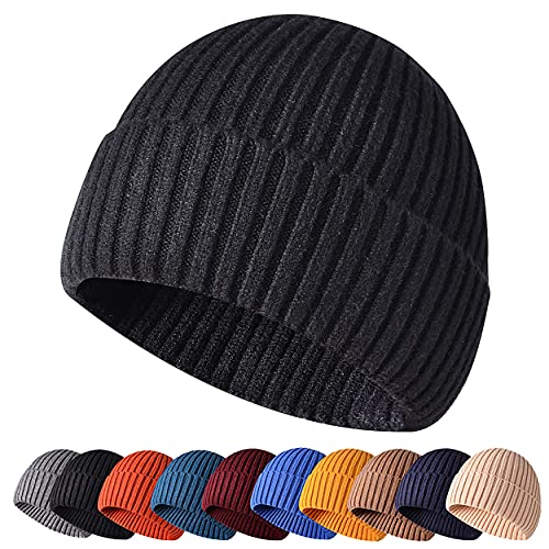 HiRui Knit Beanie for Men Women Kids, Winter Hats Warm Classic Daily Skull Caps (Black)