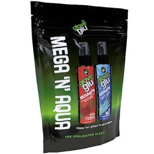 gloveglu MEGAgrip+ AQUAgrip Goalkeeper Glove Grip Spray Bundle. Contains gloveglu MEGAgrip 120ml + gloveglu AQUAgrip 120ml