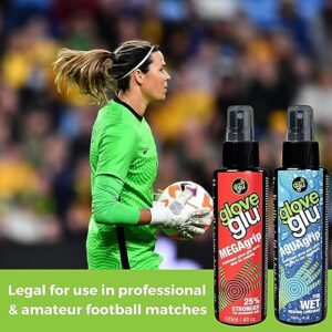 gloveglu MEGAgrip+ AQUAgrip Goalkeeper Glove Grip Spray Bundle. Contains gloveglu MEGAgrip 120ml + gloveglu AQUAgrip 120ml