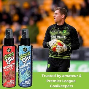 gloveglu MEGAgrip+ AQUAgrip Goalkeeper Glove Grip Spray Bundle. Contains gloveglu MEGAgrip 120ml + gloveglu AQUAgrip 120ml