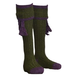 Walker and Hawkes - Men's Merino Wool Kyle Shooting Socks w/Garter Ties - SCOTSPINE/HEATHER - Large