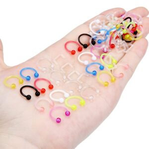 Lcolyoli 72Pcs Septum Retainer 16G Clear Bioflex Septum Rings Flexible Plastic Septum Nose Hoop Piercing Jewelry for Women Men 10mm