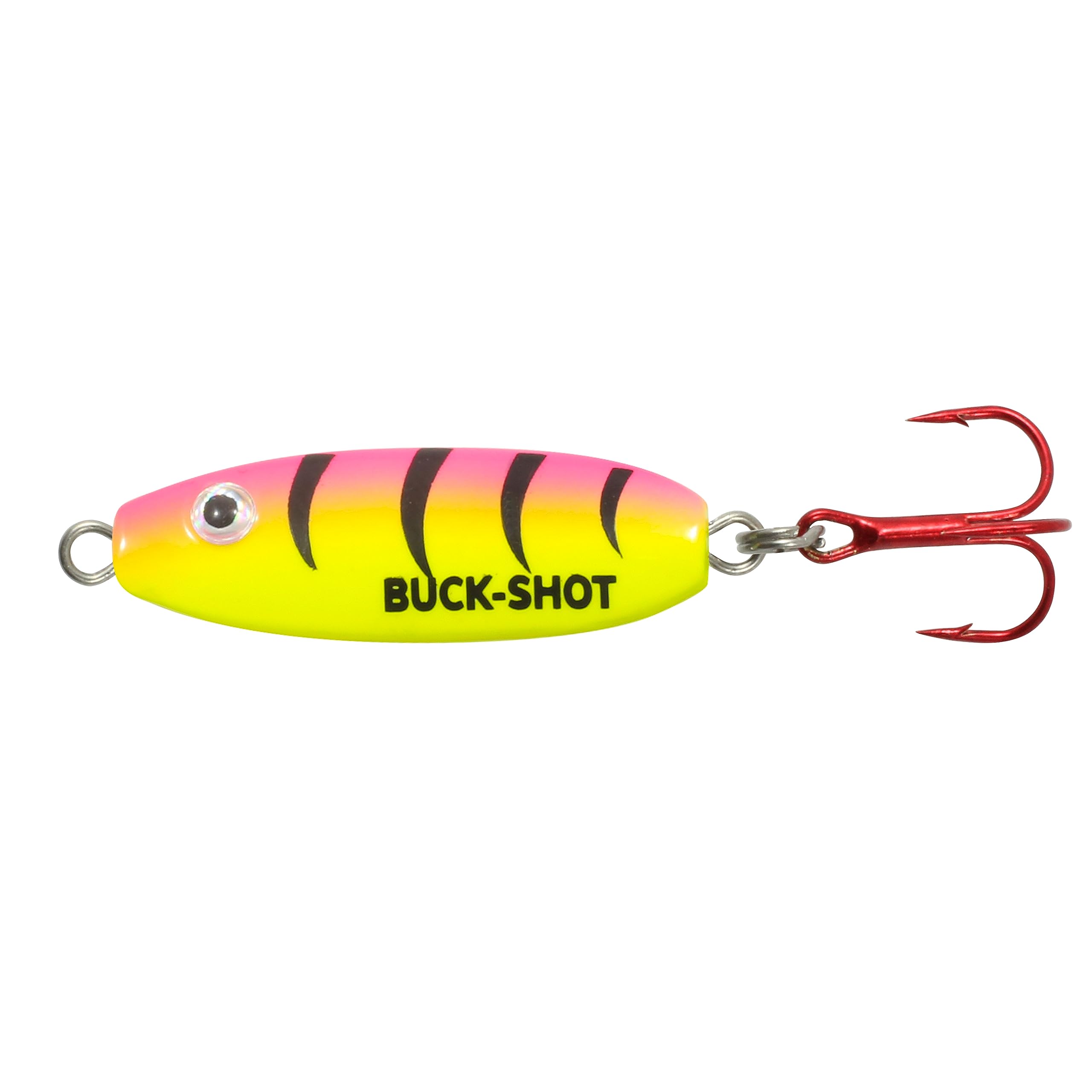 Northland Fishing Tackle Buck-Shot Ice Fishing Rattle Spoon, Bubblegum Tiger, 1/16 Oz, 1/Cd