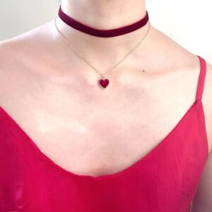 MOMOCAT Heart Necklace Adjustable Red Choker Classic Collar Necklaces for Women Velvet Goth Chocker Necklace