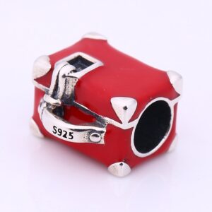 Red Suitcase Charm 925 Sterling Silver Love Travel Bead Charms for Pandora Bracelet Necklace Women Wife Mother Christmas Birthday Gift (Red Enamel Suitcase)