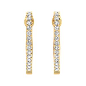 0.15 Carat Diamond Heart Shaped Hoop Earrings in 18K Yellow Gold over Sterling Silver