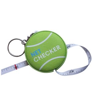 scoring right tennis net height mini measuring tape and keyring, portable 59 inch flexible measuring tape for measuring tennis net height, green