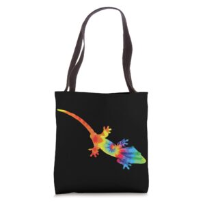 crested gecko tie dye tote bag