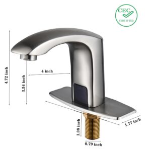 Halo Sanitary Automatic Commercial Sensor Touchless Bathroom Faucet with Hole Cover Deck Plate Motion Activated Grifo Hands Free Vessel Sink Robinet with Control Box Brushed Nickel