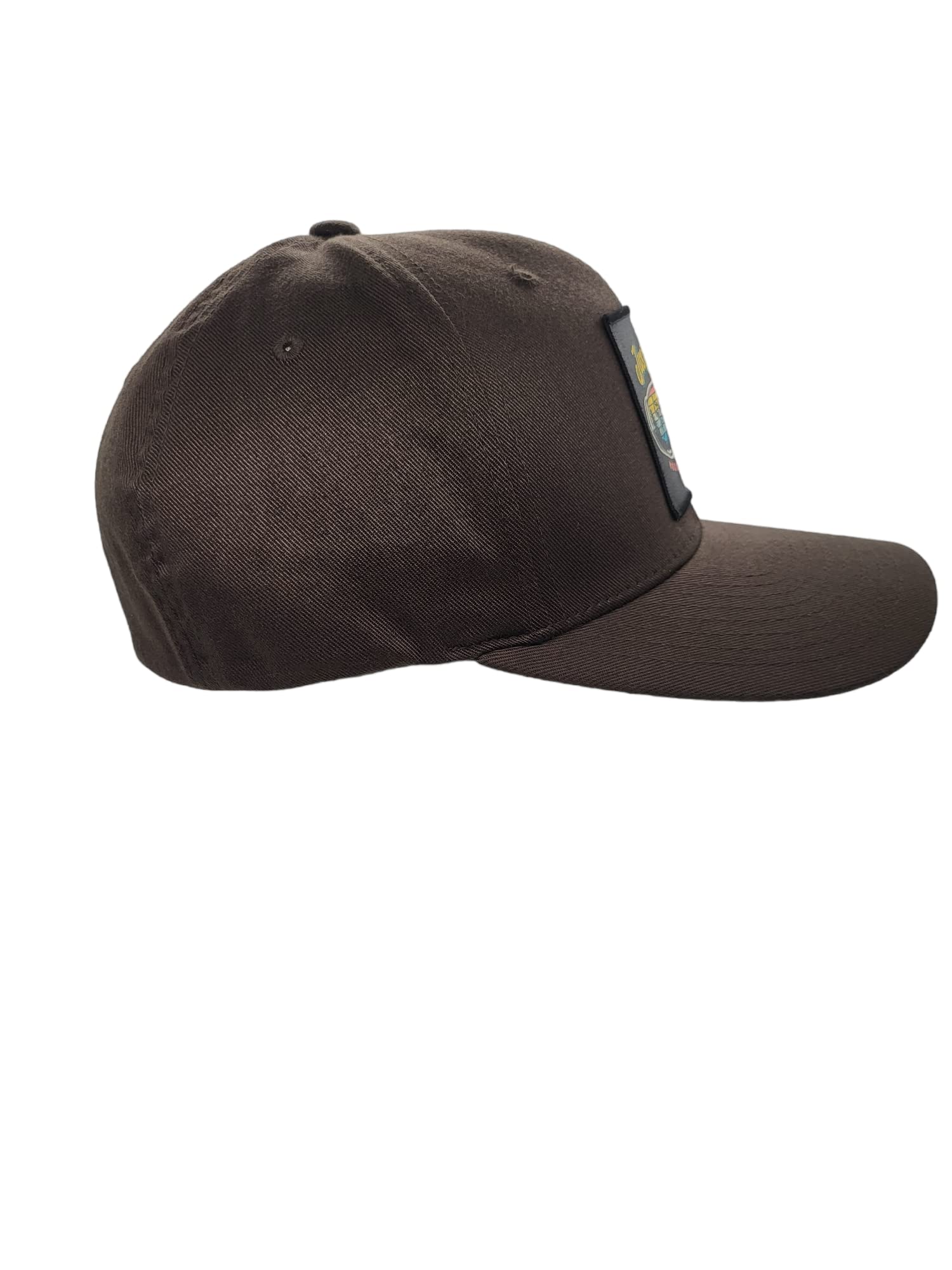 Fitted Hat - Mountain Bike Flexfit Hat with Just Ride Woven Patch (Brown, L/XL)