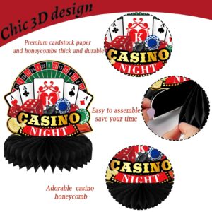 10 Pieces Las Vegas Party Decorations Casino Themed Centerpieces for Tables Decorations 3D Casino Theme Honeycomb Table Topper for Casino Night Birthday Baby Shower Party Supplies