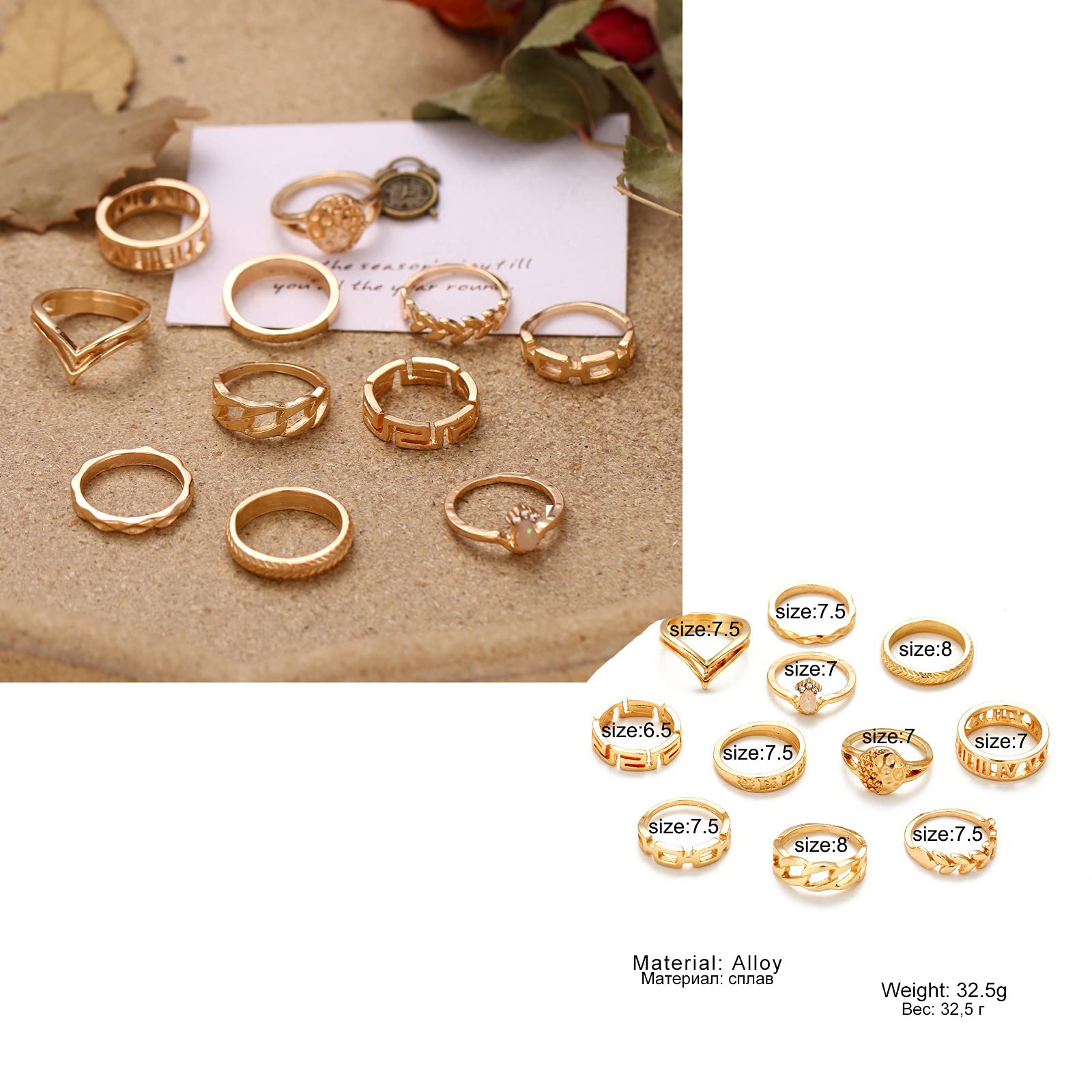 CJIAYUJEW 62 Pcs Vintage Gold Knuckle Rings Set,Stackable Finger Rings Vintage Knuckle Rings Set,Bohemian Hollow Carved Flowers Gold Rings Midi Rings for Women Grils Crystal Joint Rings (Gold-62pcs)