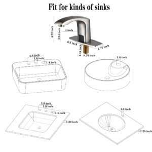 Halo Sanitary Automatic Commercial Sensor Touchless Bathroom Faucet with Hole Cover Deck Plate Motion Activated Grifo Hands Free Vessel Sink Robinet with Control Box Brushed Nickel