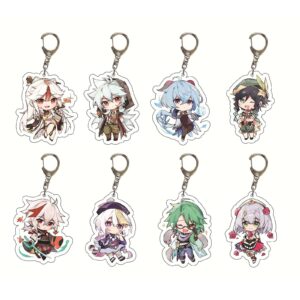 SUREHOME Genshin Impact Keychain set,29 Pack Acrylic Genshin Impact Figure Keychain Cute Feature Design Keyring Exquisite Anime Keychains Genshin Impact Merch Hu tao Ganyu Venti Childe Klee