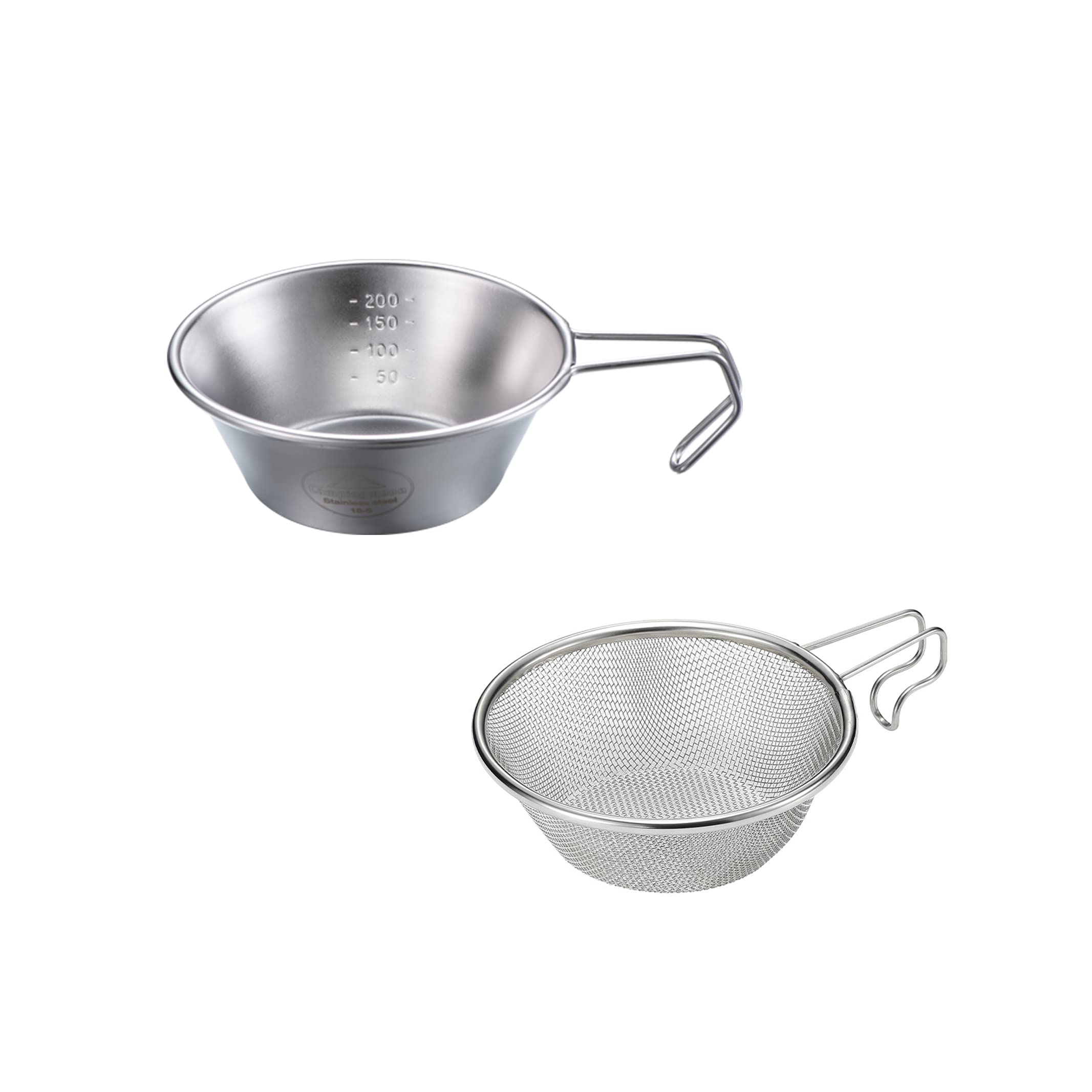 CAMPINGMOON 1pc Stainless Steel Camping Sierra Cup 310ml with 1pc Colander S-220/S-213