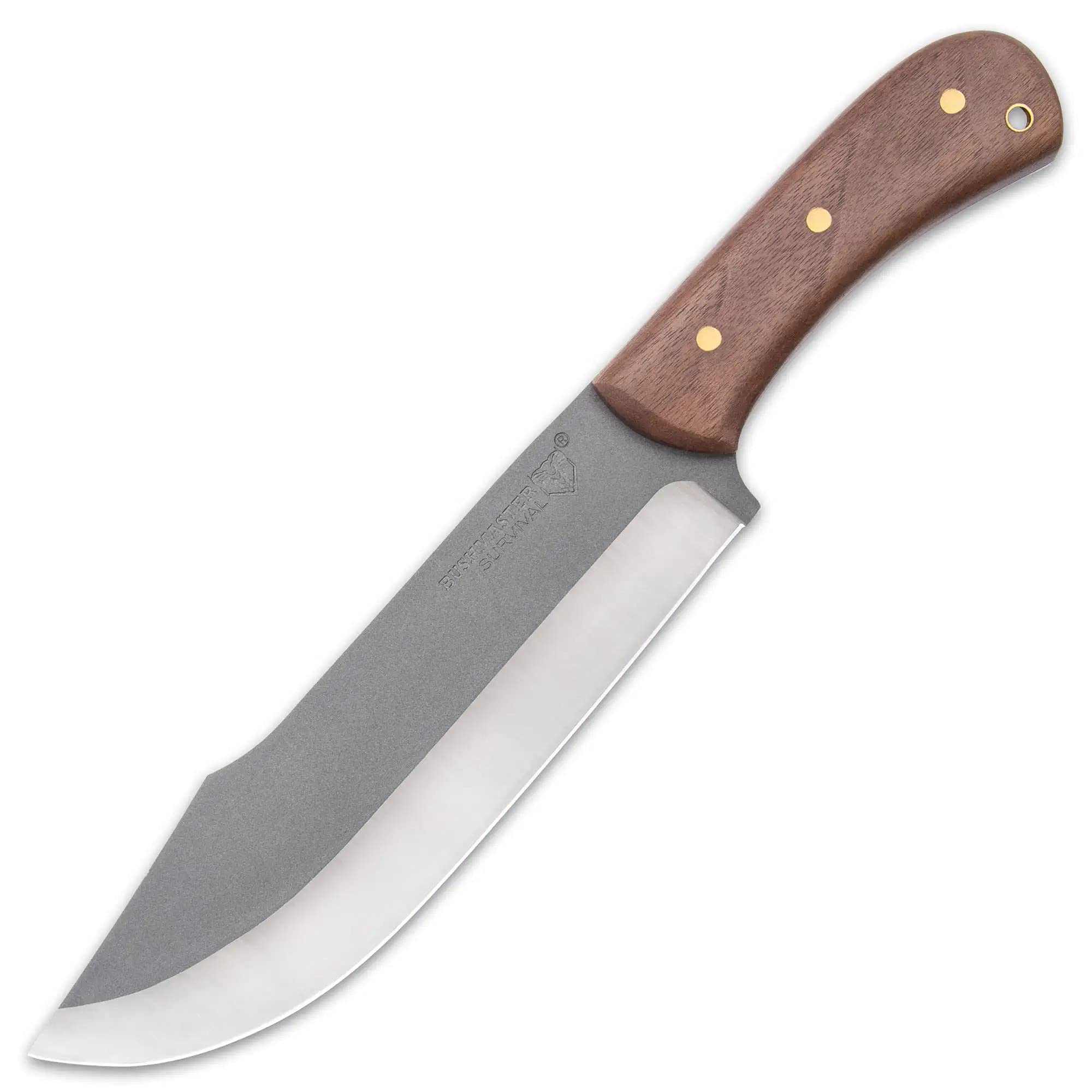 United Cutlery Bushmaster Butcher Bowie Knife and Sheath - 1095 High Carbon Steel Blade, Dark Hardwood Handle, Brass Pins – Tackle the Wild with this Rugged Bowie Knife - 13 1/4” Overall